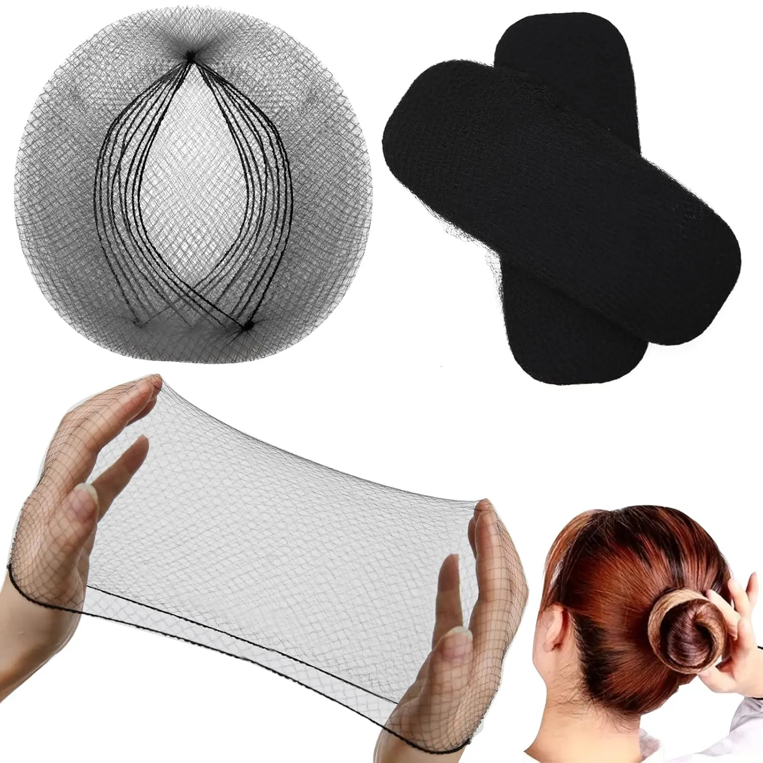 Hair Net 100 count,  20 Inches Elasticity Invisible Elastic Mesh Wig Nets for Hair Bun Making Ballet Dancer Kitchen  Serive (Black)
