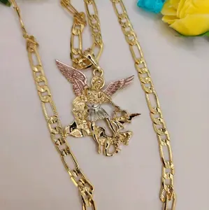 saint Michael's figaro chain gold-plated
