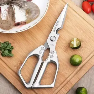 Stainless Steel Kitchen Scissors, 1 Count Multifunctional Kitchen Scissors with Bottle Opener Design, Multipurpose Scissors for Home, Restaurant, Slaughterhouse, Kitchen Shears