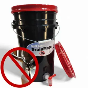 Spill-Less DrainMate 28 Quart Oil Drain Pan / Oil Drain Container, Sealed Lid for Easy Transport, On-Off Spigot for Precise Fluid Transfer, Made in USA