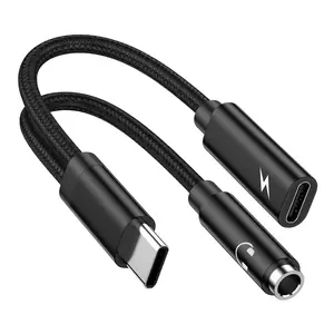 2 in 1  USB Type C to 3.5mm Headphone and Charger Adapter for Galaxy S23/S22/S21/S24,60W PD USB C to Aux Audio Jack Dongle  Android Phone Fast  Cord for  15, Pixel 8a/7