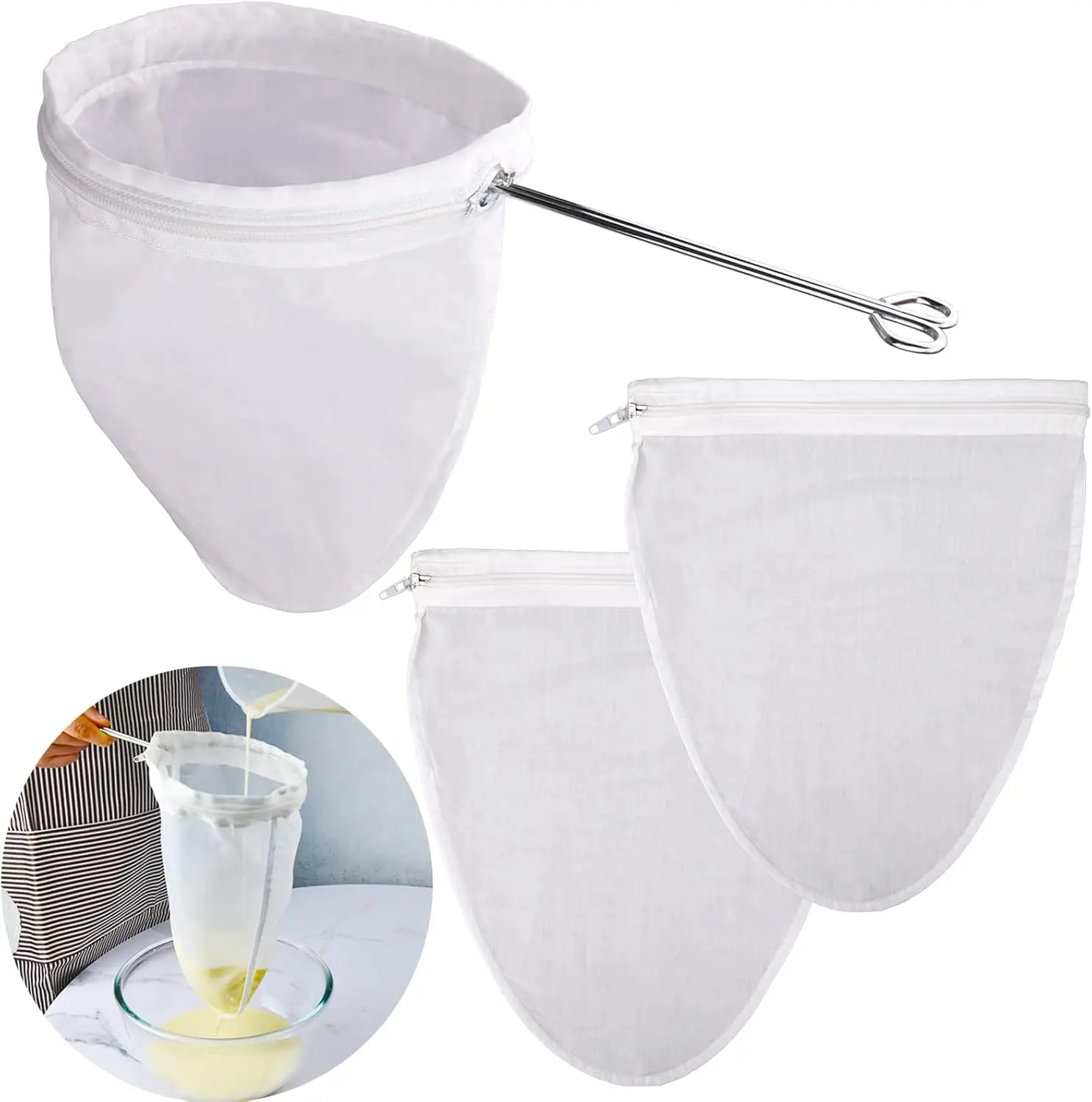 Ultra Fine Mesh Strainer Bags, Reusable Mesh Filter Bags  for Filter Nut Milk, Coffee, Milk, Butter, Juices and Fresh Cheese (Small Size)