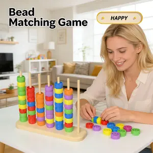 Colorful Bead Matching Game Stand, Fun Ring Stack Challenge Desktop Toy, Multicolor Beads Stacking Game, Pairing Challenge Desk Game, Brain Teasers