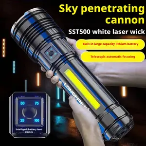 S53 White Laser Flashlight - COB Strong Light + Telescopic Zoom! 400m Long-Range & Long-Lasting Battery, Perfect for Outdoor/Camping/Emergency ️