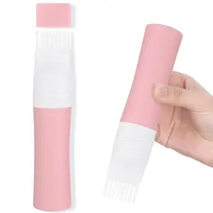 Silicone Root Comb Applicator Bottle with Lid Oil Applicator for Hair Dye Hair Oiling Bottles with Graduated Scale Pink