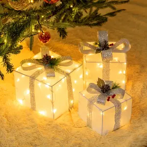 Christmas Gift Box Shape LED Light, Battery Required DIY Gift Box Light, Outdoor Decorative Light for Home Garden Yard Lawn, Party Lighting Decoration