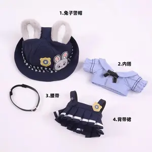 Original Fox Rabbit Police Suit For 10cm 20cm Clothes Costume Hat Cartoon Cosplay Kids Gift CP Pre-order