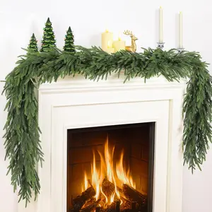 【On Sale】12pcs 6ft Christmas Norfolk Pine Garland, Real Touch Faux Green Garlands for Mantle, Table, Stairs, Fireplace, Indoor & Outdoor Xmas Decorations(2/4/6/8/10pc Avaiable)