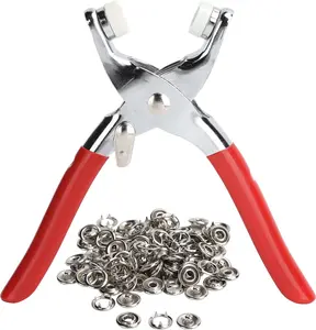 Snap Button Sewing Kit with 200 Metal Snaps and Snap Fastener Pliers Tool Set for DIY Clothing Craft and Home Sewing