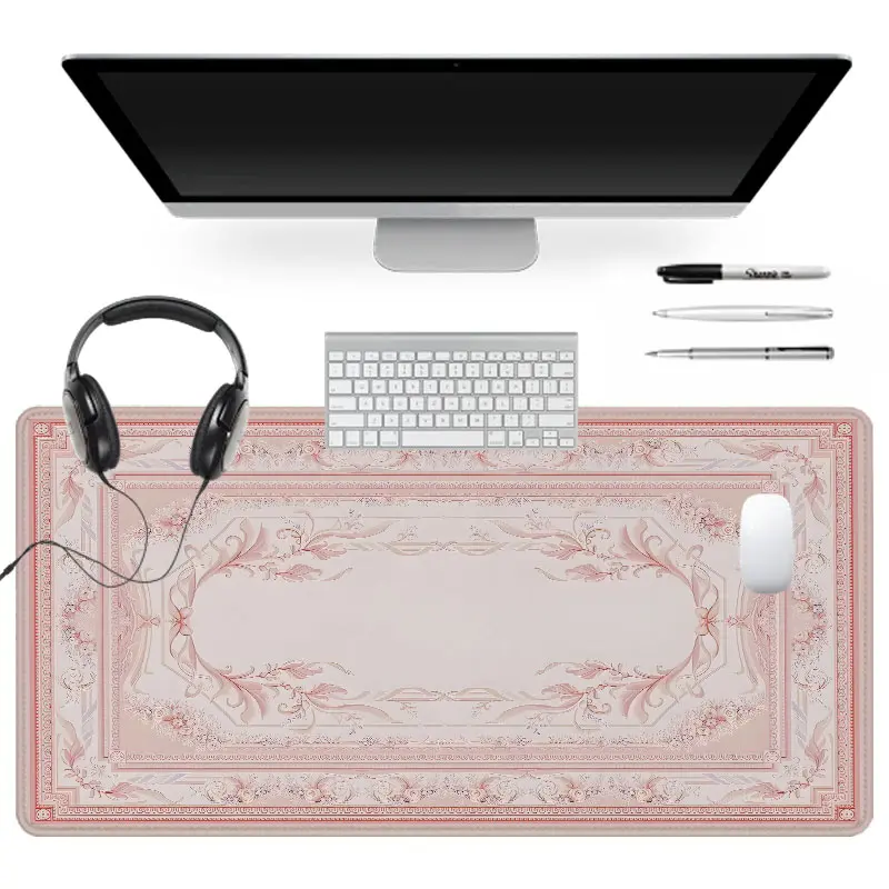 Extra Large Floral Pink Vintage Mouse Pad Gaming Mouse Pad 35x16 Inch Computer Keyboard Mousepad Gaming Desk Accessory Office Desk Accessories, Suitable for Families, Offices and Schools. Perfect Gift for Family Members and Friends, Desktop Accessory
