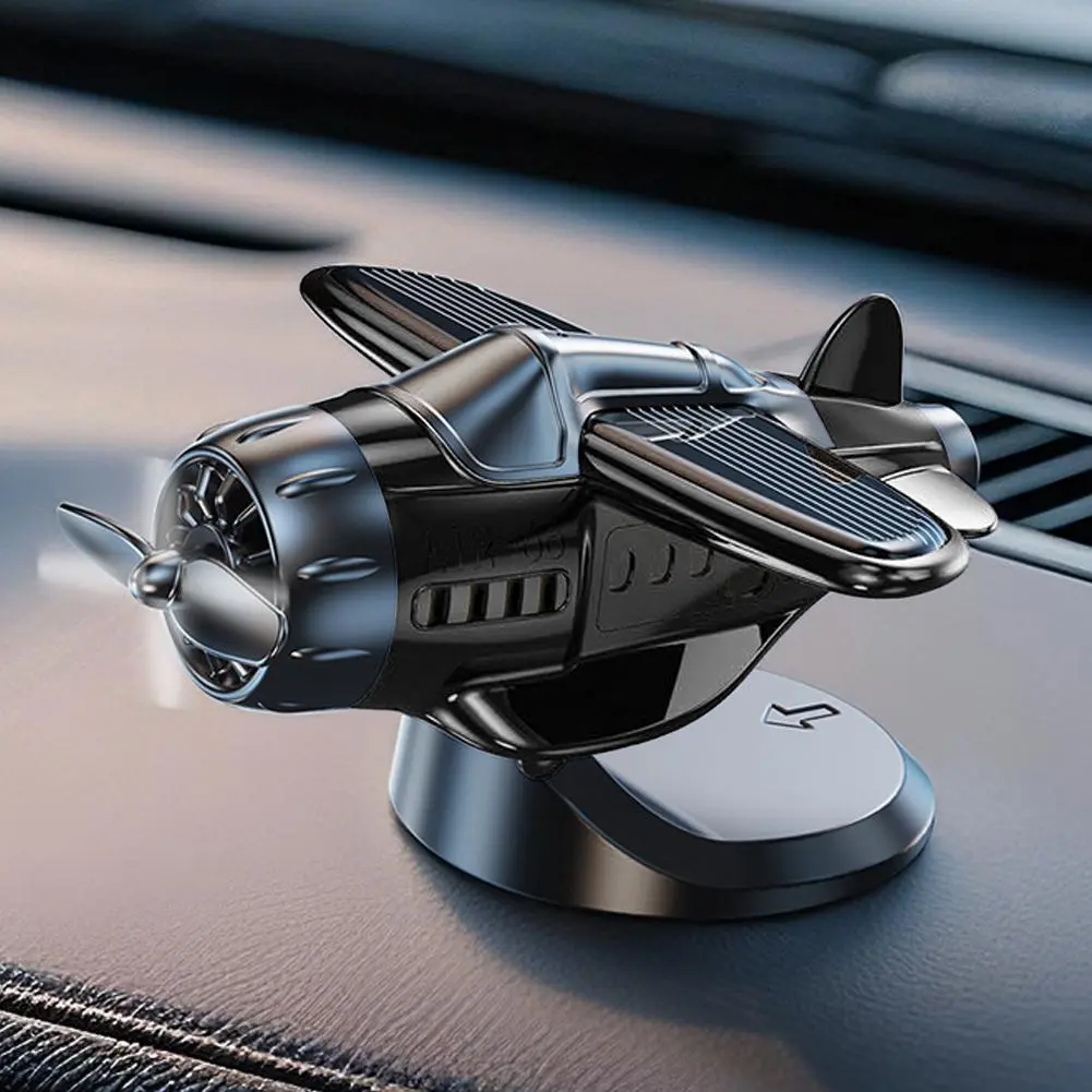 Solar 360 Rotary Car Airplane Ornaments Center Console Powered Aircraft Ornaments for Interior Decor Accessories