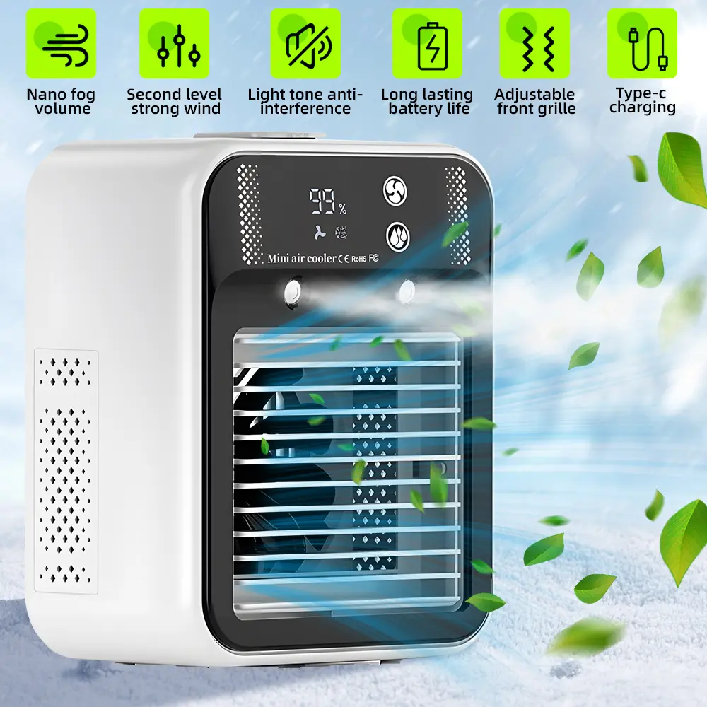 【SUMMER SALE】2026 NEW  Portable  Air Cooler Mini Air Conditioner Upgraded Air Cooler Cooling Fan Small Air Conditioner 2 Speed Cool Mist & Speeds for Room Office Camping Car,dorm essentials,home essentials