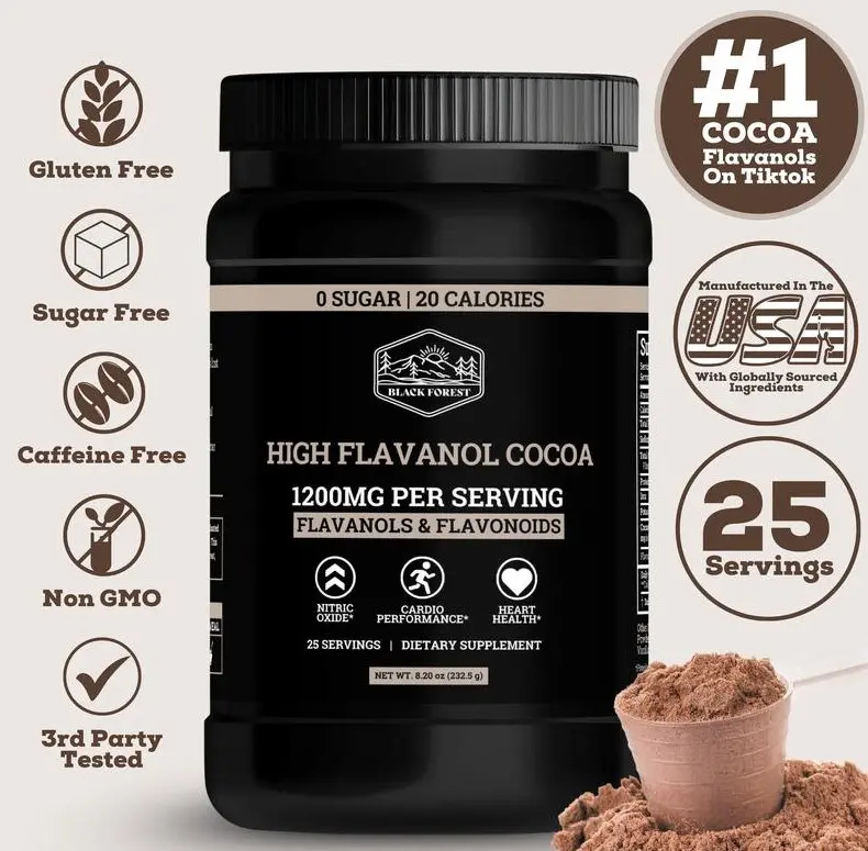 1 PACK - Black Forest High Flavanol Cocoa Powder Flavonoids Supplement 1200 mg