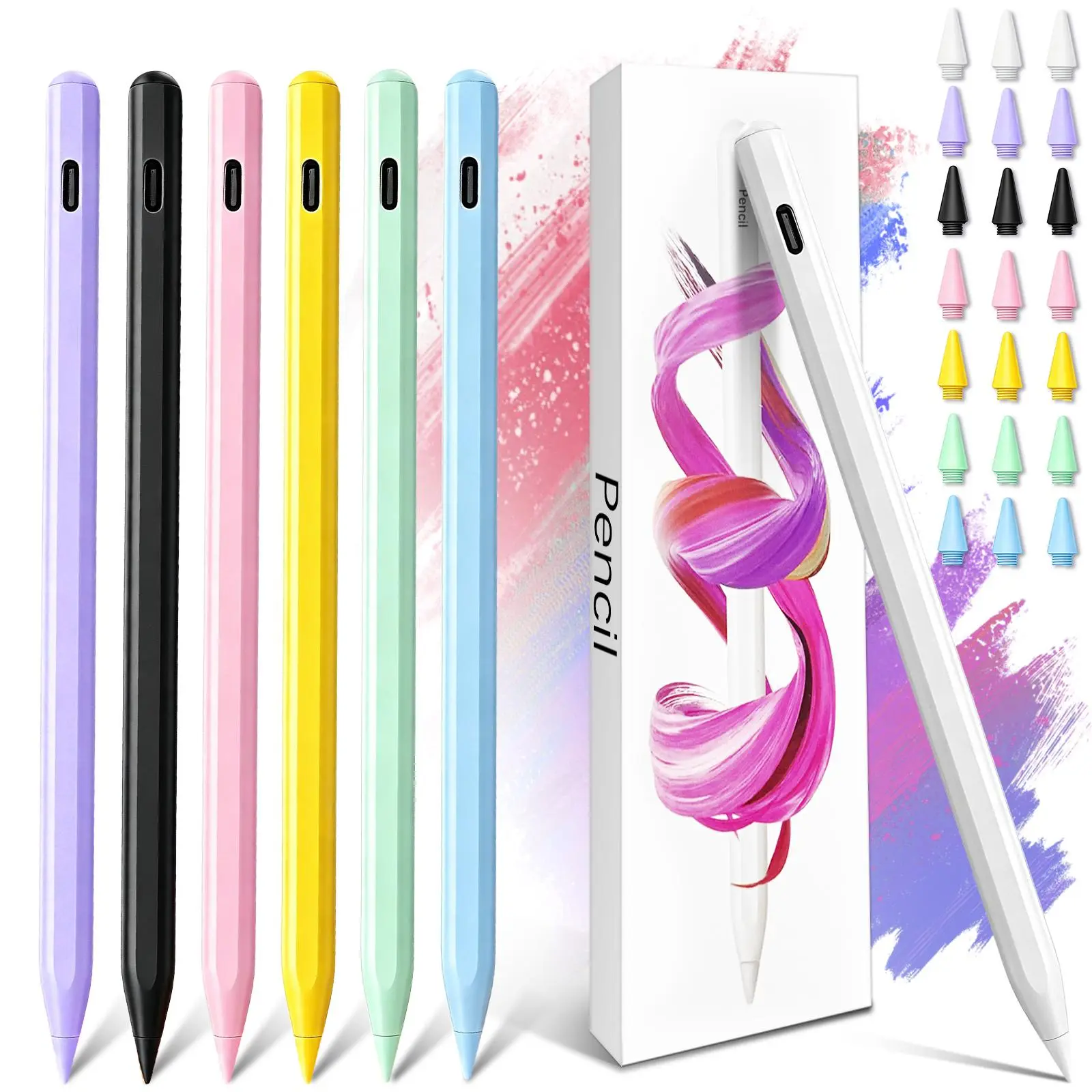 Stylus Pen for iPad 2018-2026, Fast USB-C Charging, Palm Rejection, Magnetic Attachment, 1.5mm Fine Tip, Compatible with iPad Pro 13"/12.9"/11", iPad Air M2/M3/M4/3/4/5, iPad Mini 5/6/7, iPad 6th-11th Gen BackToSchool