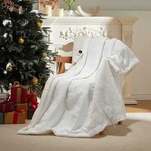 Garvee Heated Electric Blanket With LCD Controller 6 Heat Levels Waffle Texture Warm Throw With 5 Timer Settings And Auto Shut Off