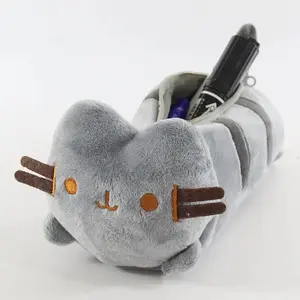 Anime Fat Grey Cat Plush Toy Pencil Case Student Fashion Cute Cat Stationery Box Storage Bag Wholesale Gift Pencil Box