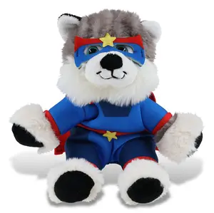 DOLLIBU Super Soft Plush Floppy Husky Stuffed Toy, Featuring a Super Hero Dress-Up Outfit