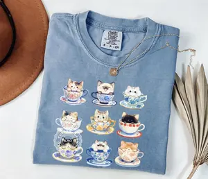 Comfort Colors Funny Cats T-Shirt, Vintage Cat Breeds Graphic, Gift For Cat Mom, Cat Lover Shirt, Magical Kitten Clothes, Watercolor Cat Tee