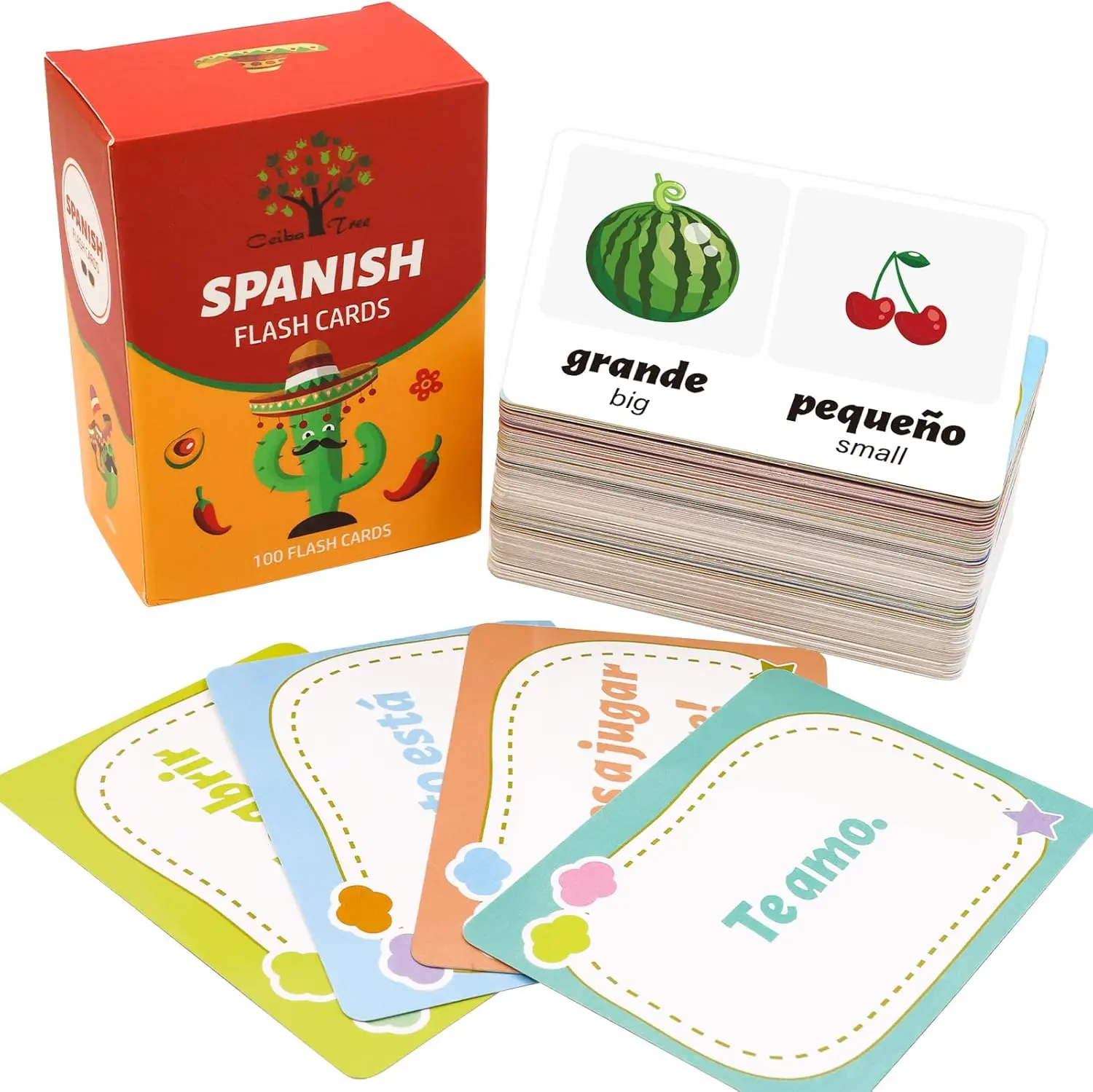 Bilingual Spanish-English Educational Flash Cards for 6+ Year Old ESL Learners - 100pcs Verbs, Phrases, Adjectives, Colors, Compact & Travel-Friendly Round Edges Tool for Homeschooling, Interactive Learning (Toys & Hobbies, Educational Toys), Interactive