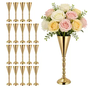 VEVOR 20 PCS Wedding Flower Vase, 16.9 in Tall Trumpet Flower Table Centerpieces, Banquet Vases Easy Installation, Electroplated Versatile Arrangement Stand for Party Events Home Decor Reception, Gold