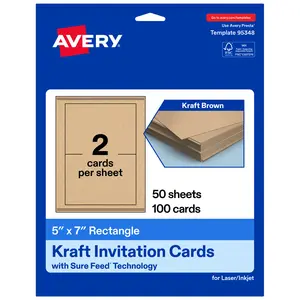 Avery Kraft Brown Invitation Cards, 5" x 7" Rectangle