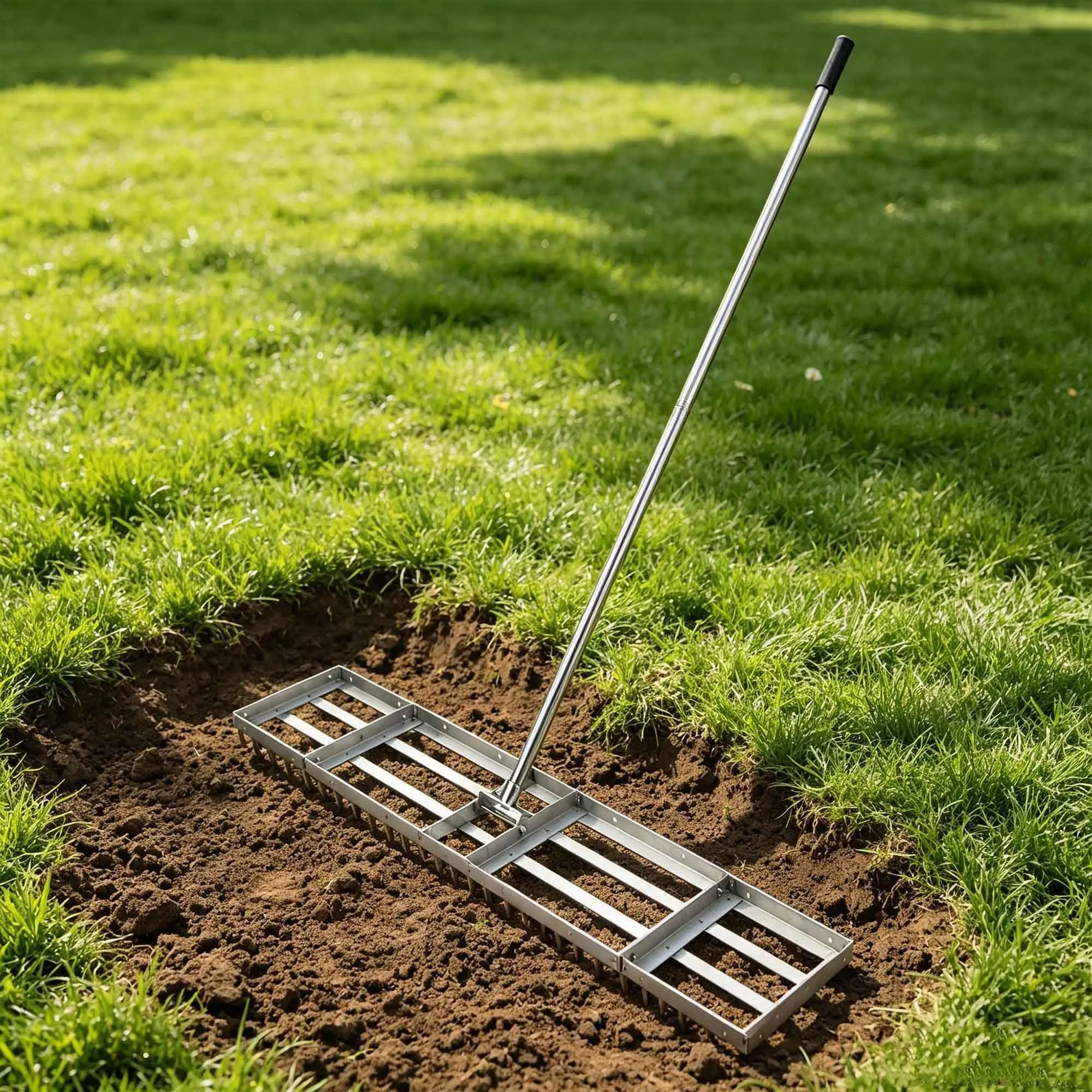 36 Inch Stainless Steel Lawn Leveling Rake with 180° Rotatable Ground Leveler