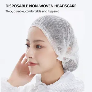 100 Pack Disposable Non-Woven Head Cover, Elastic Not Tight, Factory Cleanroom Use, Daily Protection for Cleaning Personnel