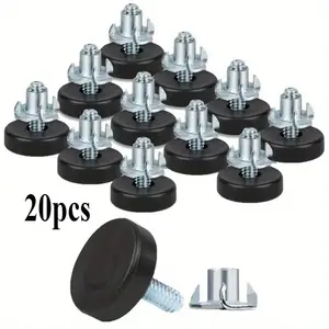 20-piece adjustable furniture legs, table and chair leveling feet | height-adjustable with integrated high-density felt pads for protection