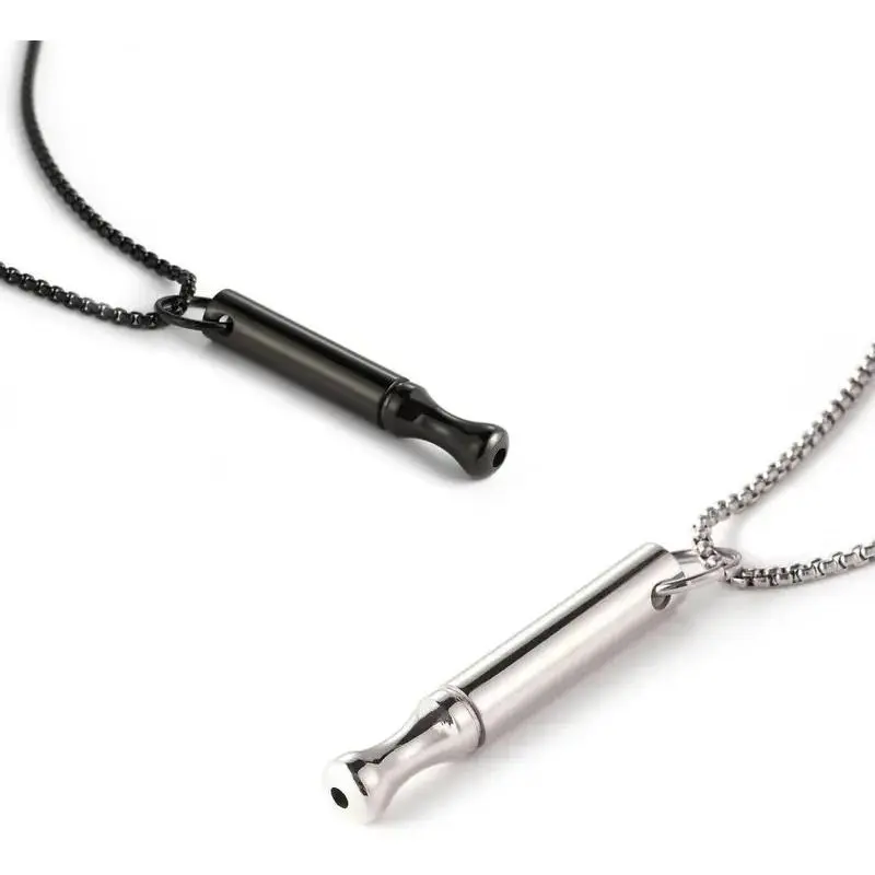 Titanium Steel Breathing Necklace for Anxiety Relief Breathlink Quit Smoking Vaping Necklace Stop Smoking Aids Fidget Necklaces