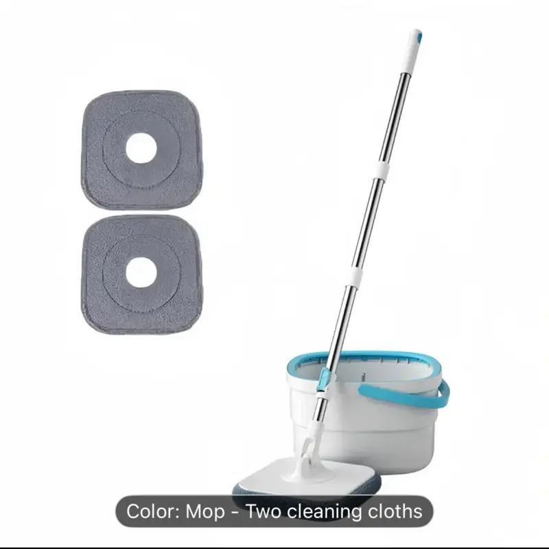 Household Rotating Mop with Two Cleaning Cloths - Color: Mop - Two cleaning cloths Included