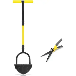 Byhager Professional Edge Lawn Tool, Heavy Duty Steel Half Moon & -  for Clean Borders, Long Handle Reduces  , Manual Edger Ideal for Garden Edges, Sidewalks, Flower Beds