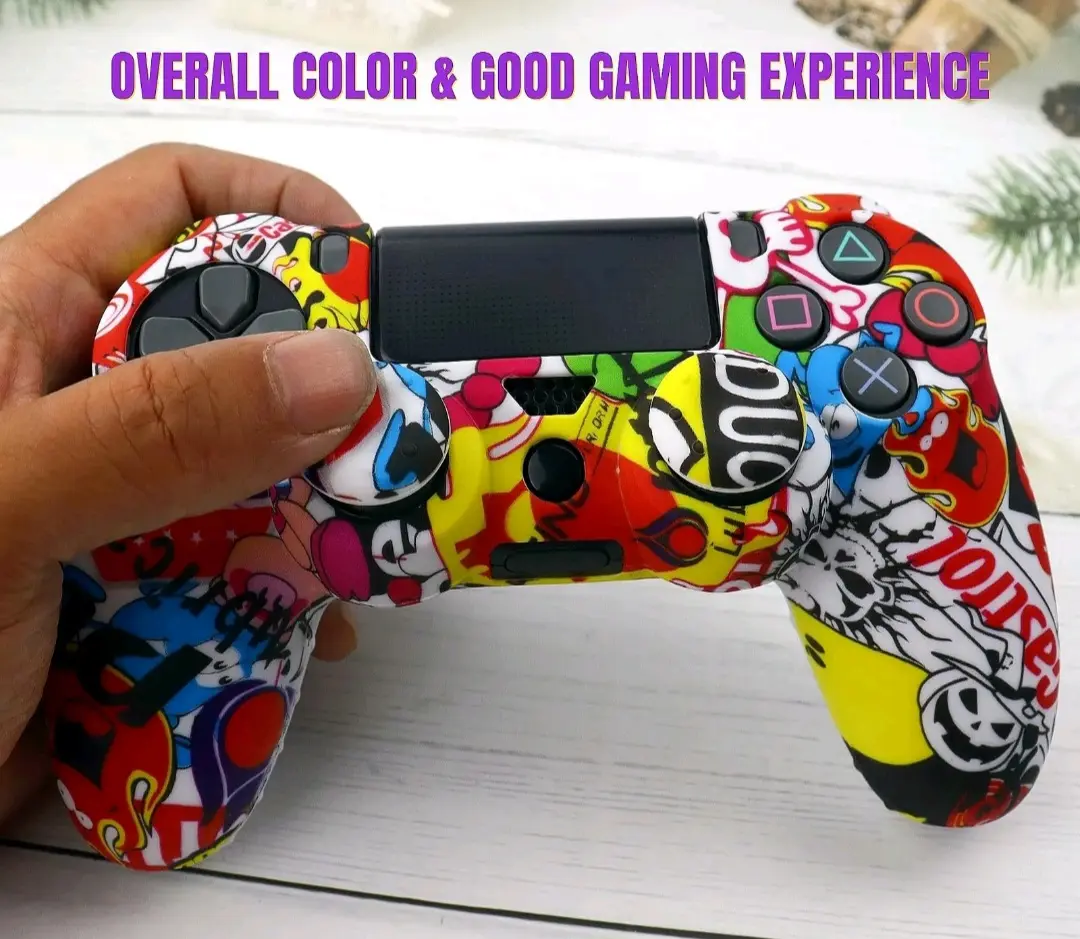 Skin for ps4 controller anti-slip silicone shell cover case with 2pcs thumb grip caps ps4