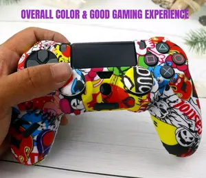 Skin for ps4 controller anti-slip silicone shell cover case with 2pcs thumb grip caps ps4
