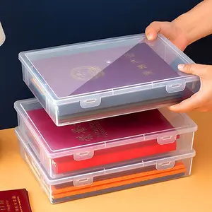 Large-capacity transparent a4 file storage box, home certificate sorting box, student information desktop storage box 3pcs.