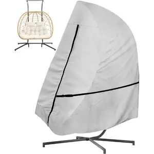 Patio Hanging Egg Chair Cover Double Seat , 600D Heavy Duty  Outdoor Double Seat Wicker Swing Egg Chair with Stand Protector Fits up to 91L x 80W Inches