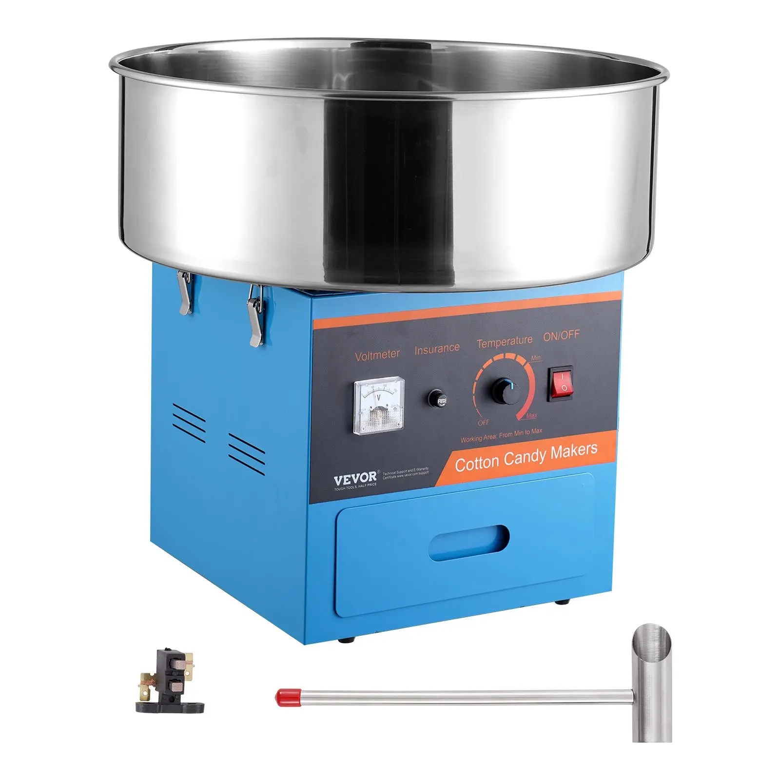【summerfinds】VEVOR Electric Cotton Candy Machine, 1000W Candy Floss Maker, Commercial Cotton Candy Machine with Stainless Steel Bowl, Sugar Scoop, and Drawer, Perfect for Home Kids Birthday, Family Party, Blue