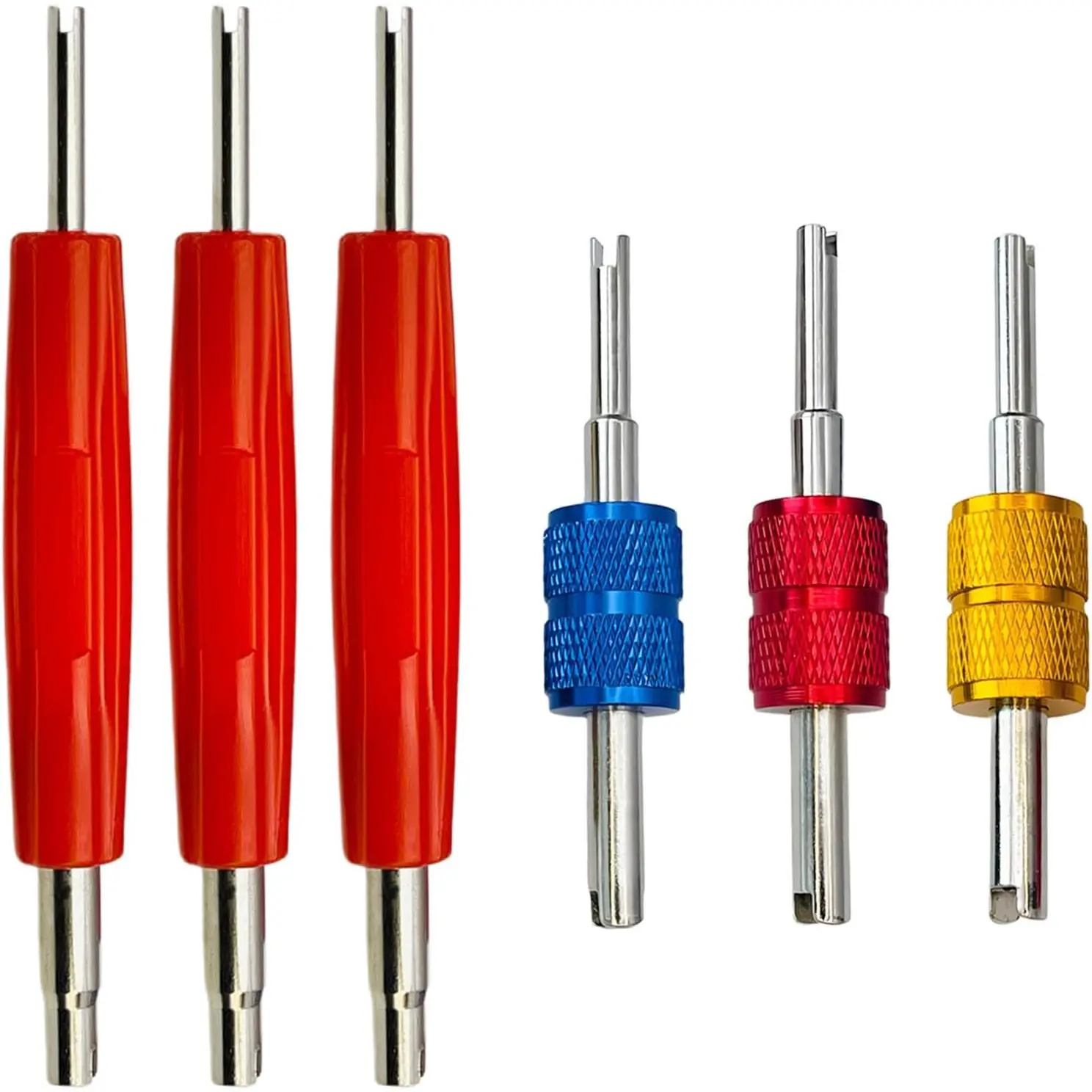 6 count A/C Valve Core  Set, R134a R22 R12 HVAC Double Heads A/C Systems Schrader Valve Stem Core Remover Tools,Air Conditioning Valve Core Remover Schrader Valve Tool