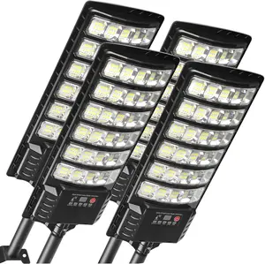 Solar Lights Outdoor,LED Solar Street Lights，Wide Angle Motion Sensor, Remote Control, Dusk to Dawn, and Adjustable，IP66 Waterproof，Perfect for Commercial Area, Parking Lot, Yard, and Outdoor Lighting