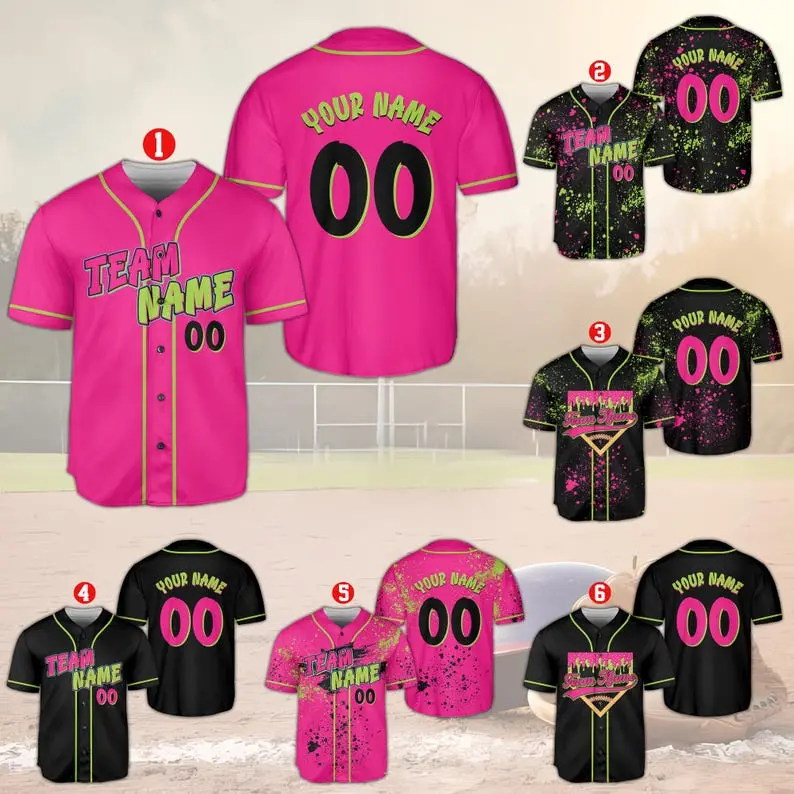 Custom Animals Baseball Jersey, Personalized Name And Number Party Baseball Jersey, Matching Paint Splatter Jersey, Monkey Team Gift #Baseballjersey
