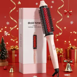 Infrared Thermal Brush | 100M Negative Ions & Fast PTC Heat for Salon Smooth Hair. 1.65” Ceramic Barrel, 10-Temp LED Display & Universal Voltage (110-240V) for Global Travel