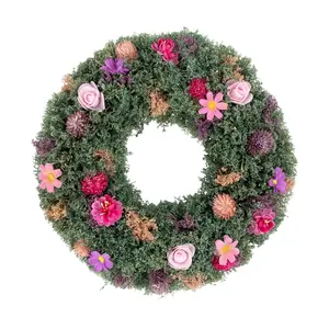 QVC Thistle Mixed Floral Spring Wreath - 13in Festive Home Decoration QVC Thistle Mixed Floral Spring Wreath - 13in Festive Home Decoration