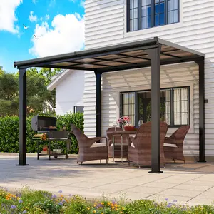 Pergola,Outdoor Gazebo,Hardtop Lean to Gazebo,Wall Mounted Pergola,Pergolas Gazebos Clearance,Aluminum Frame Pergola,UV Resistant Patio Roof,Patio Awnings for Porch,Lawn,Backyard