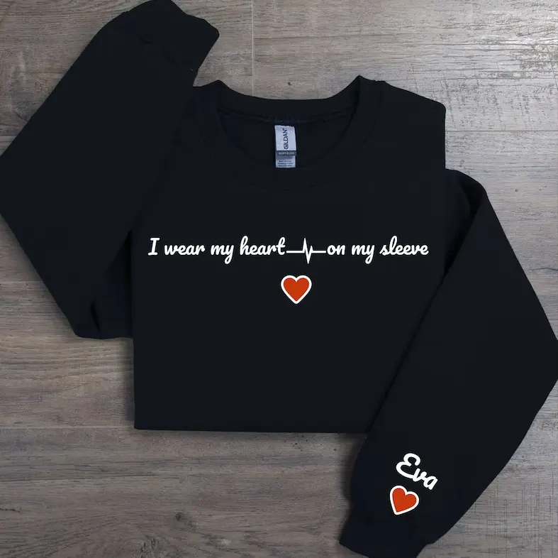 Custom Couple Matching Sweatshirt Name on Sleeve, Personalized Couple Matching Hoodies, Valentines Day gift for couple, Anniversary Gift