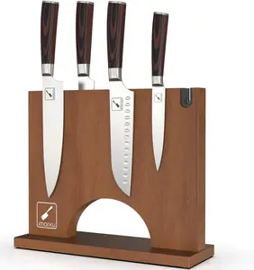 imarku Magnetic Knife Block Holder, Double Sided Kitchen Knife Holder for Counter Top, Universal Knife Block without Knives, Magnetic Knife Holder with Knife Sharpener