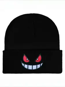 Cartoon Embroidered Beanies Popular American Anime Cartoon Embroidered Knitted Autumn Winter Warm Hat Wool Hat Gengar Beanies