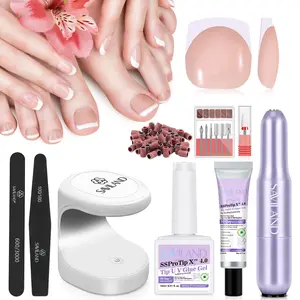 SAVILAND Gel X Nail Kit: 18 Sizes of Toenail Tips Solid Gel Nail Glue 216 Nude Toe Nail Tips UV Lamp Nail Drill Pedicure Tools tiktokshopspringglowup