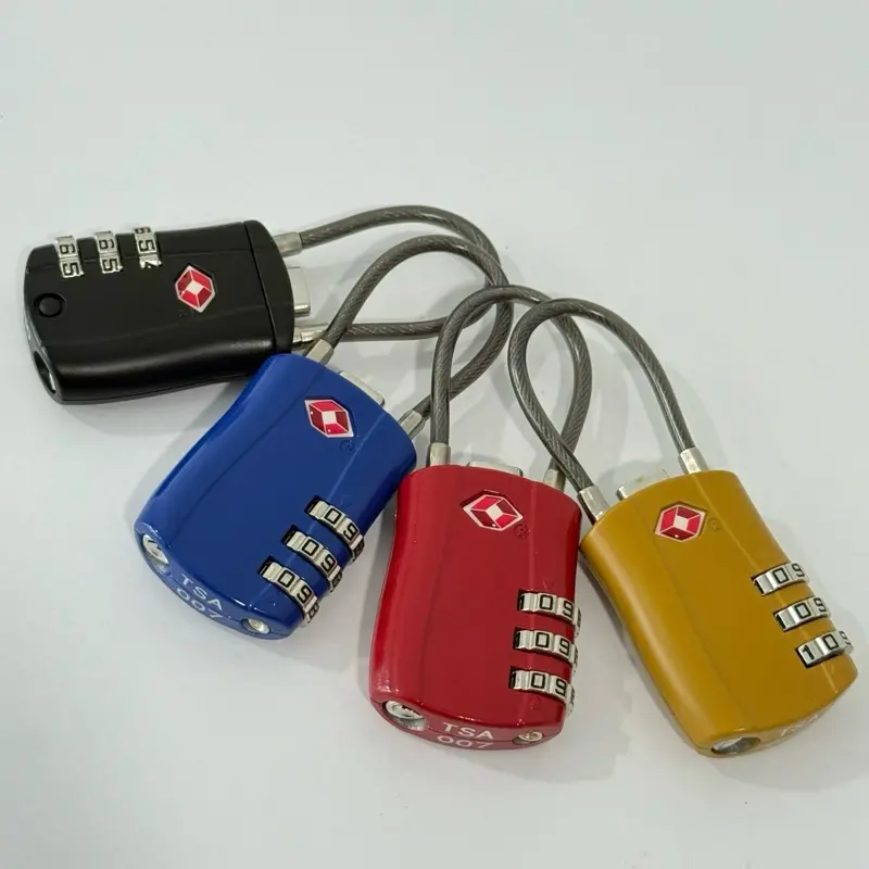 4 Pack TSA Approved Luggage Locks – 3 Digit Combination Travel Padlock for Suitcases, Backpacks & Gym Bags (4 Colors) Black Blue Red Gold