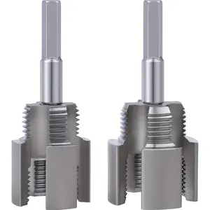 2 Pcs PVC Pipe Threader, Pipe Threading Tool, Integrated Internal & External Pipe Threading Tool, Pipe Thread Cutting Tool, Pipe Threading Tool for PVC (1/2"+3/4"）