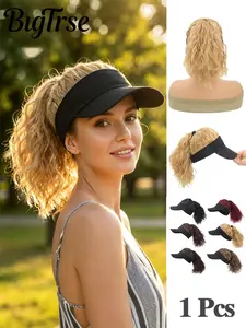 12-Inch High Ponytail Wavy Wig Hat, Summer Sun Protection Cap, Full Volume No Maintenance, Ideal for Outdoor Activities and Daily Wear