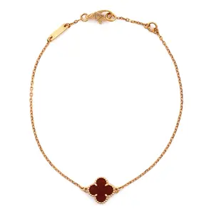 Pre-owned Van Cleef & Arpels Sweet Alhambra Bracelet 18K Rose Gold and Carnelian by Rebag